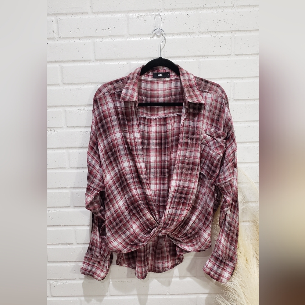 Red Plaid Distressed Shirt